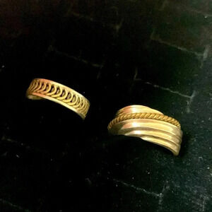 Set of two sterling silver and brass rings